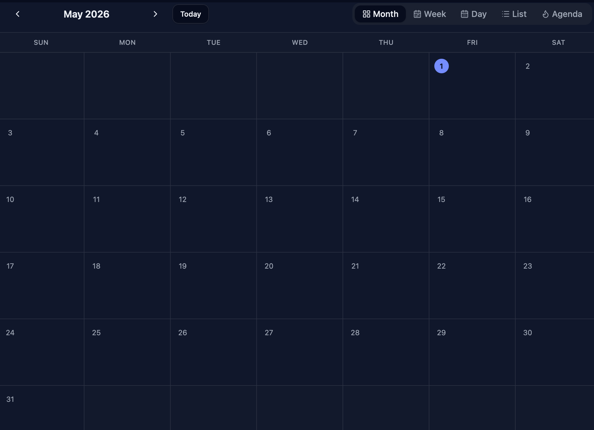 Rytain monthly marketing calendar with drag-and-drop content slots